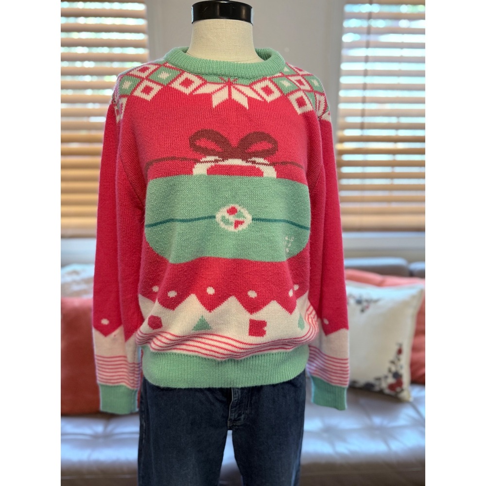 Caboodles Christmas Holiday Sweater Small Retro 90s Fair Isle Knit